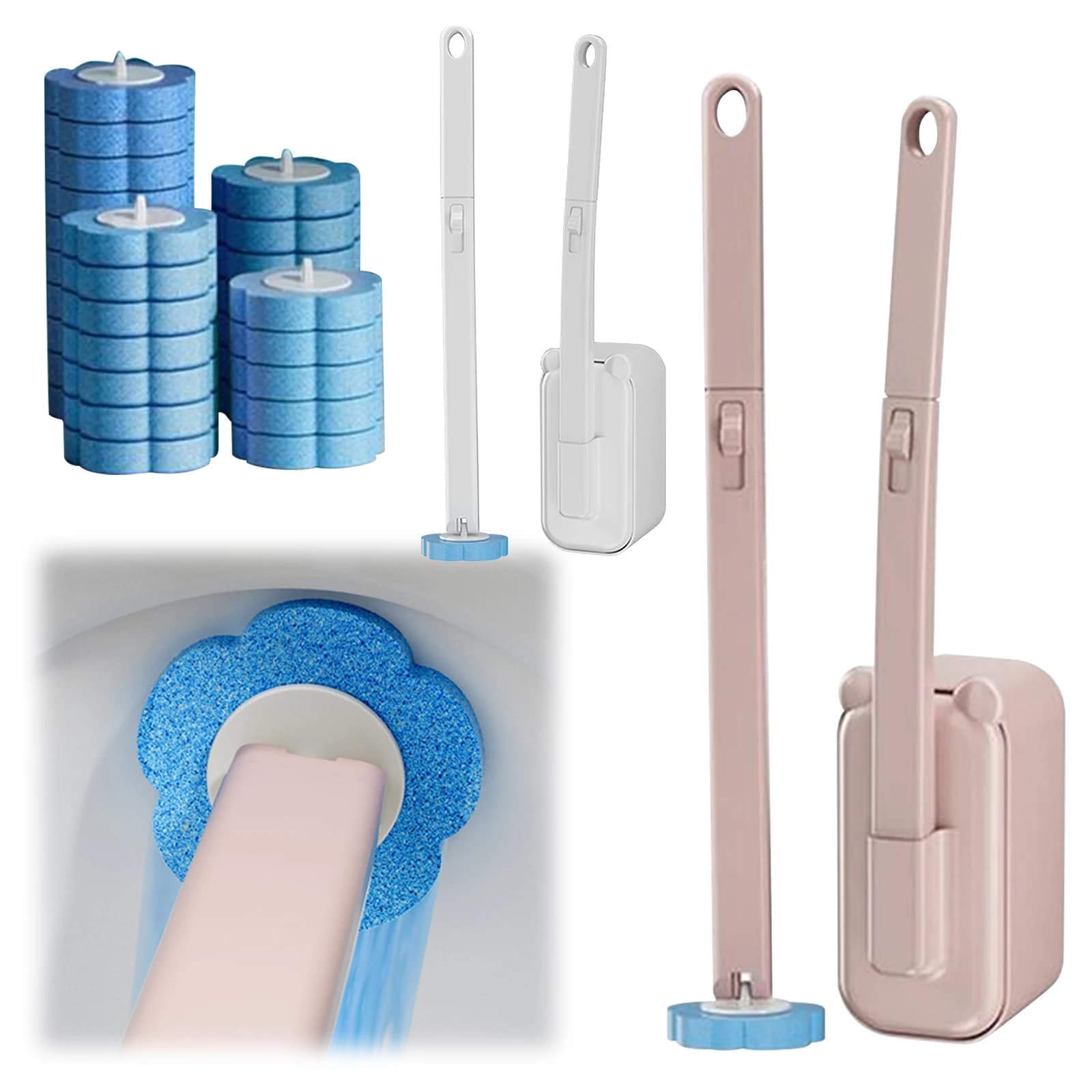 Cleaning Brush Set with 36 Spare Parts and Support Heads, Bathroom Cleaner with Long Handle for Floor Shoe, Bathtub, Mirror, Lavandino, Glass