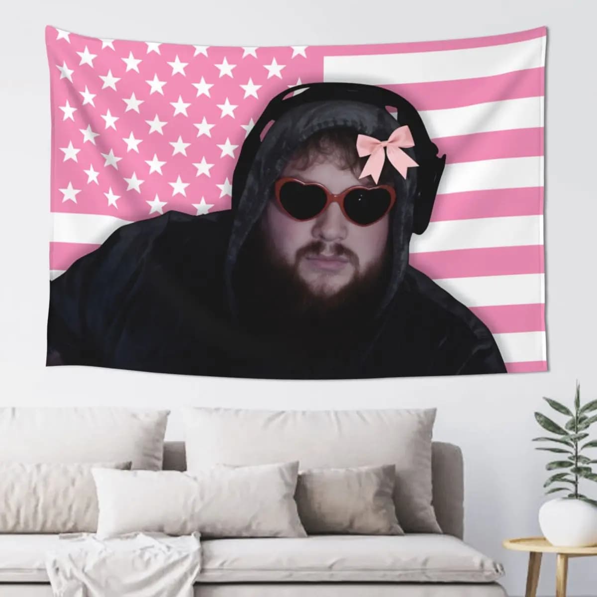 Caseoh American Flag Tapestry Hanging Funny Wall Tapestries Custom Bedroom Living Room Home Background Cloth Decorative Blanket