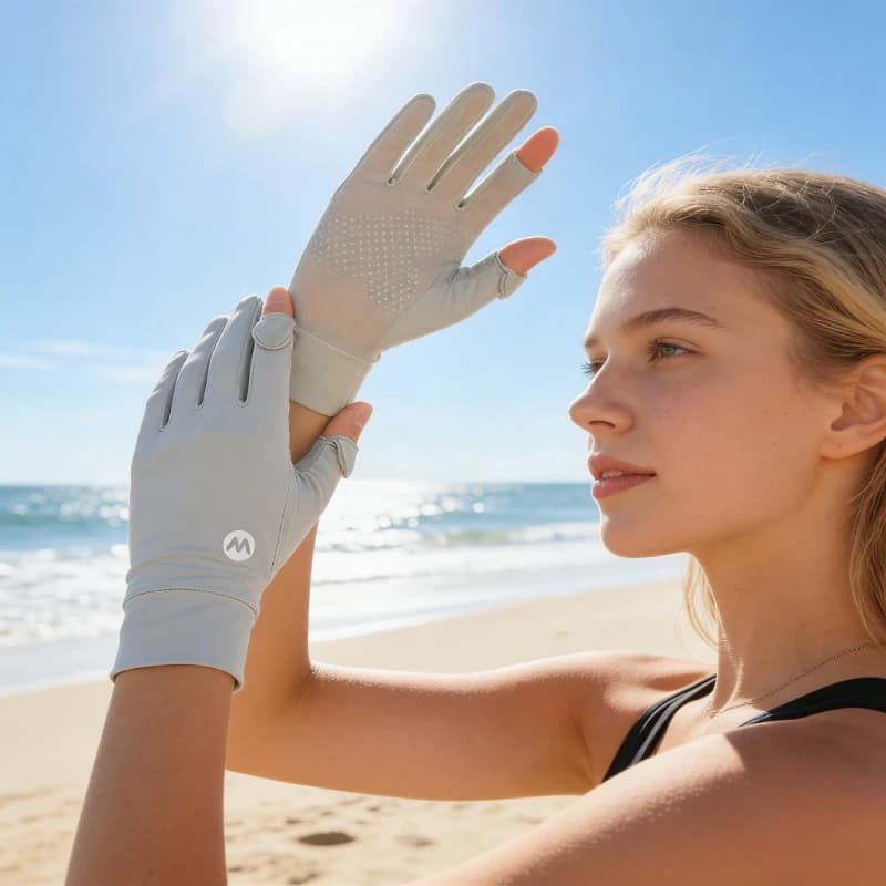 Guanti protettivi solari da donna, protezione UV estiva, touch screen in seta ghiacciata, antiscivolo per esterni, guida e ciclismo, design sottile