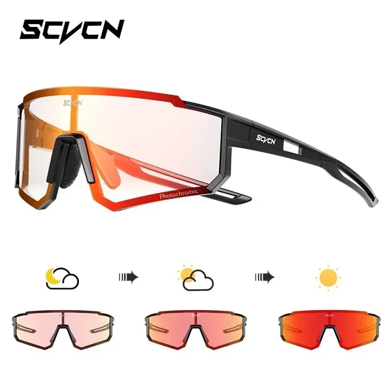 SCVCN Occhiali da ciclismo fotocromatici blu Occhiali da sole UV400 per uomo Ciclismo su strada Occhiali da bici MTB e donna Escursionismo casual antivento