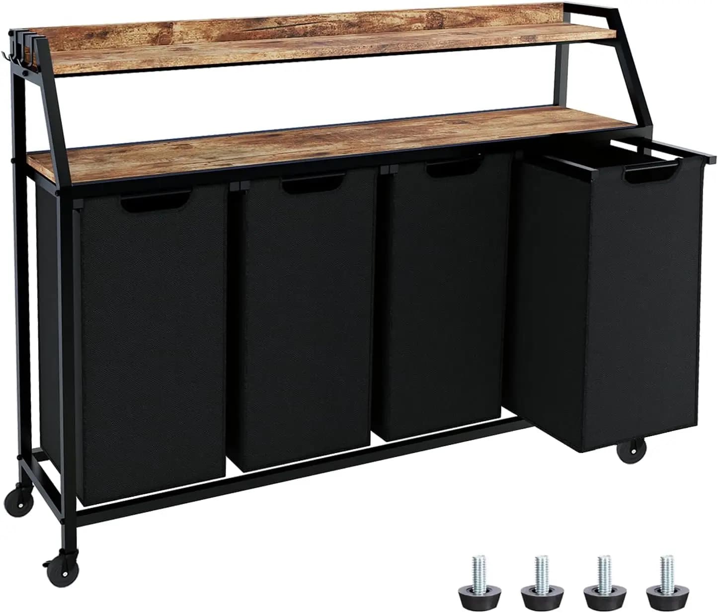 Organizer for 4 Parts with Wheels, Removable Bags and Shelves for Easy Dismantling and Conservation