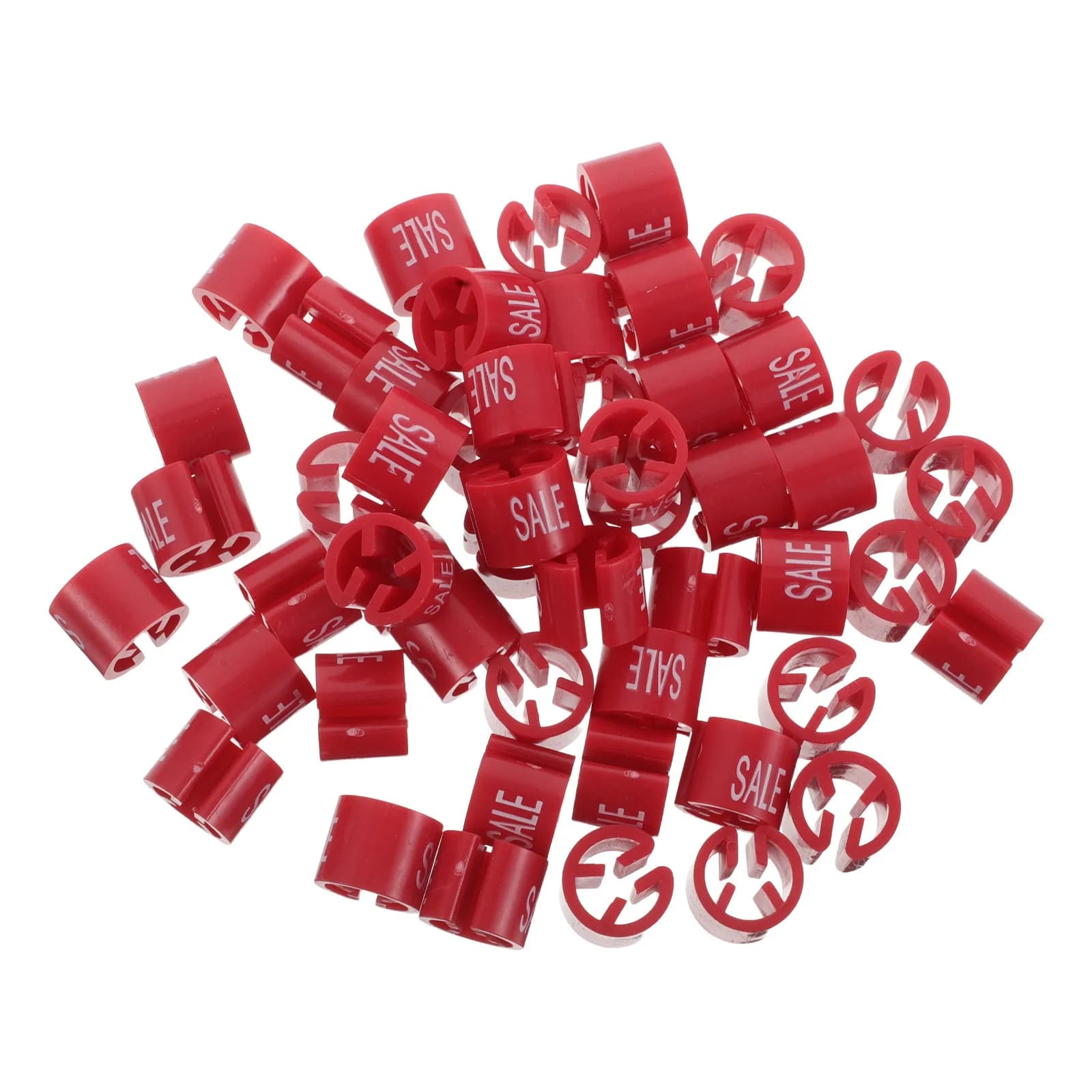 100 Pezzi Etichette Rosse in Plastica per Appendiabiti, Clip per Codifica Colore Abbigliamento, per Espositori di Negozi e Supermercati