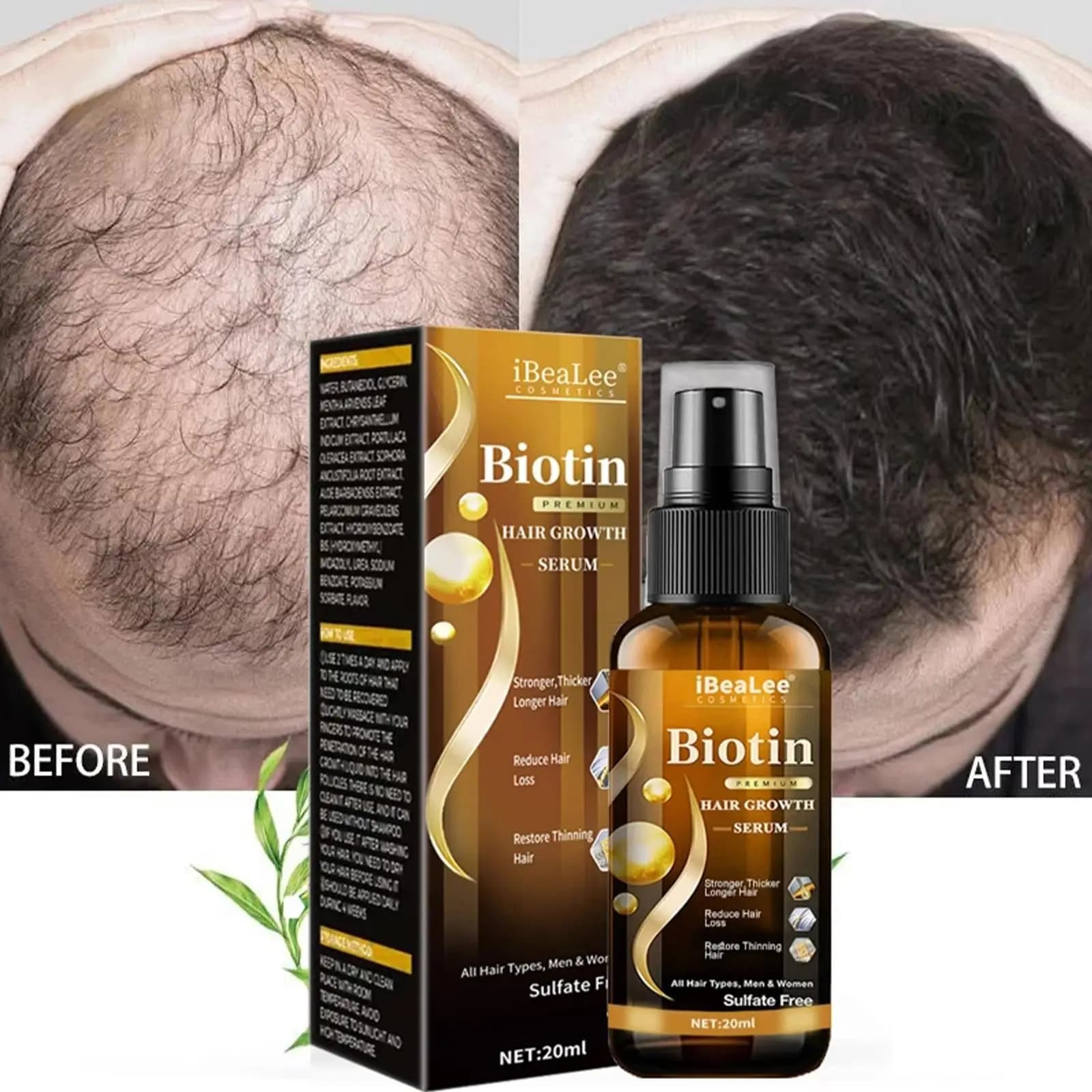 Siero Olio Essenziale per la Crescita dei Capelli 20ml, Liquido Nutriente e Volumizzante per il Cuoio Capelluto, Anti-Caduta, Rinfrescante, per Capelli Sani e Forti, Uomo e Donna