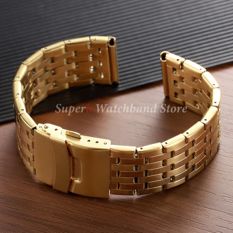 Cinturino per orologio in acciaio inossidabile da 20mm 22mm per cinturino da polso in metallo con fibbia pieghevole Omega per cinturino sportivo in oro Seiko uomo donna