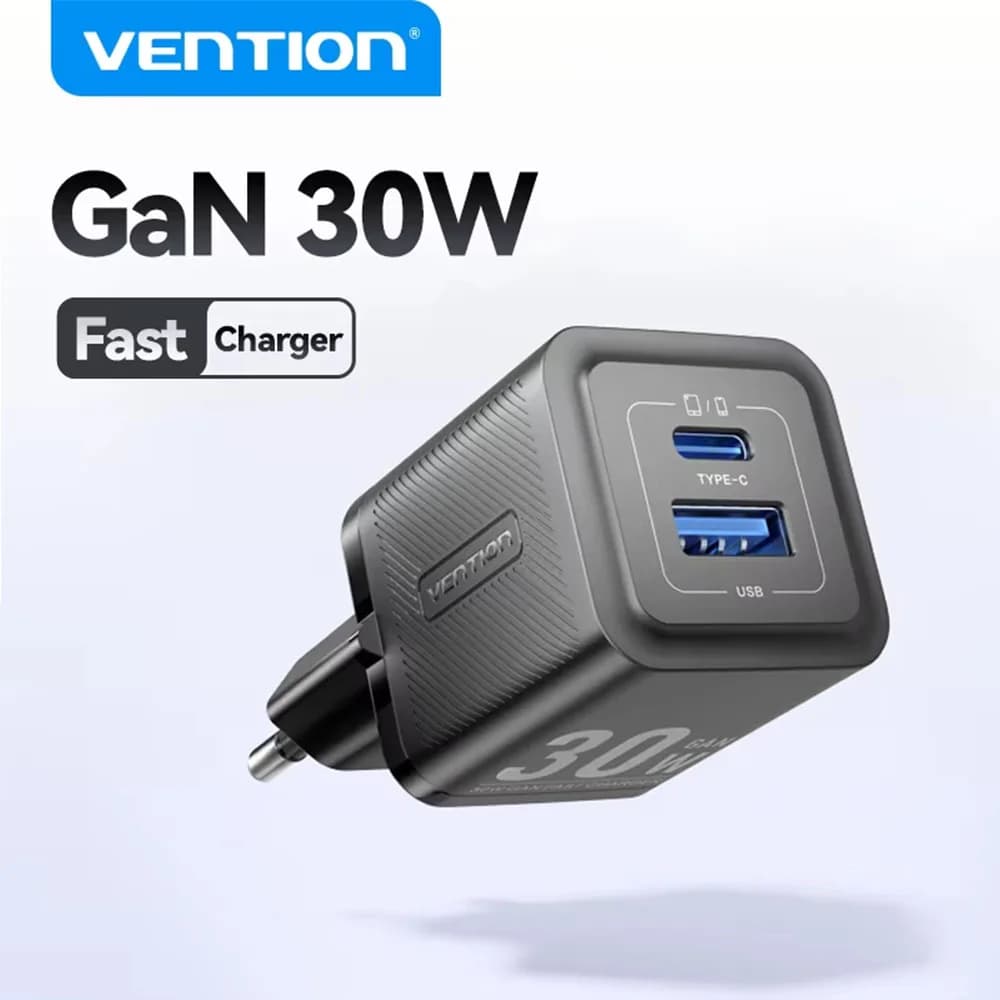 Caricabatterie rapido Vention GaN 30W per iPhone16 15 14 Caricatore PD3.0 per iPad Pro Huawei Xiaomi Samsung Caricatore per telefono cellulare USB tipo C