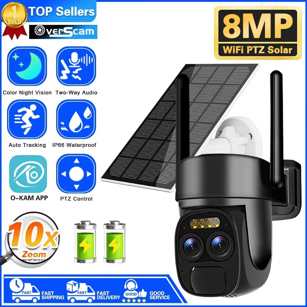 Telecamera Wifi di sicurezza solare 4MP 10X Zoom PTZ Audio bidirezionale PIR telecamera Wireless di videosorveglianza CCTV impermeabile per interni ed esterni