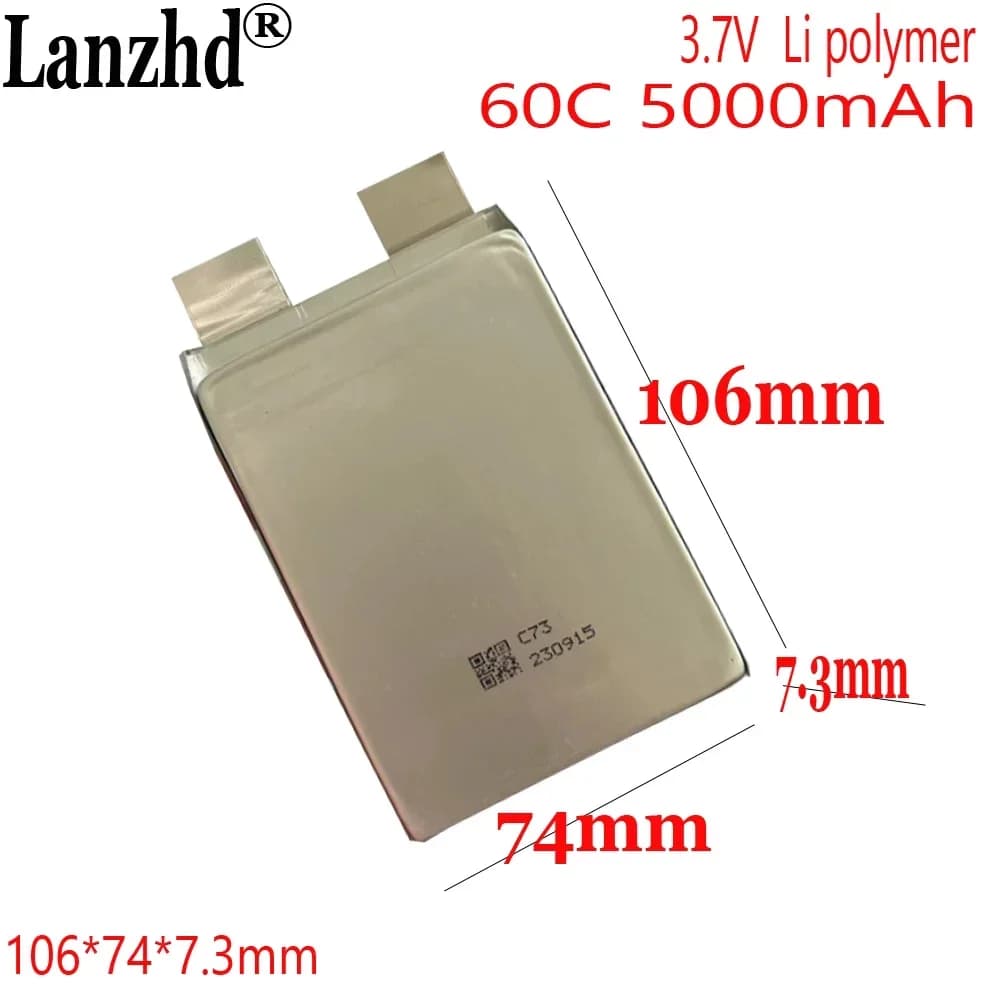 3.7V Li po High Rate 60C Lithium Polymer 5000mah Cell per fai da te Pack Power car Jump Starter 12v Tools 106*74*7.3mm 7374106