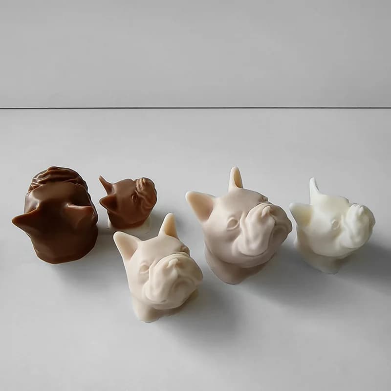 Aroma Gesso Ornamento Stampi In Silicone Testa di Cucciolo Sapone Fatto A Mano Candela Che Fa Forniture 3D Bulldog Francese Testa di Cane Stampo per Candela