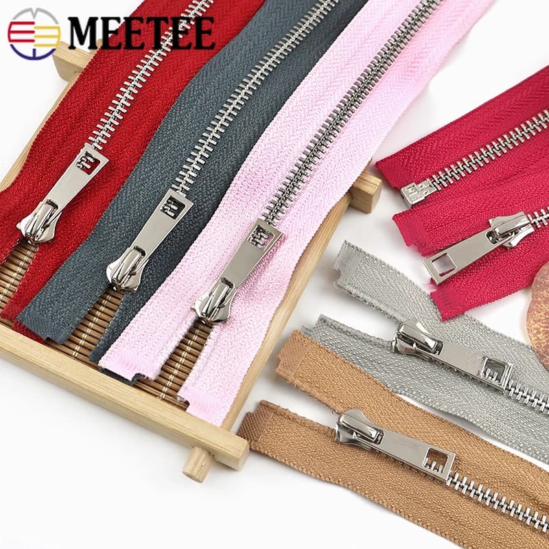 5 pezzi Meetee 5 # Cerniere in Metallo 15-80cm, Cerniere Apribili/Non Apribili, Kit di Riparazione Cerniere per Tasche, Accessori per Cucito di Vestiti e Jeans