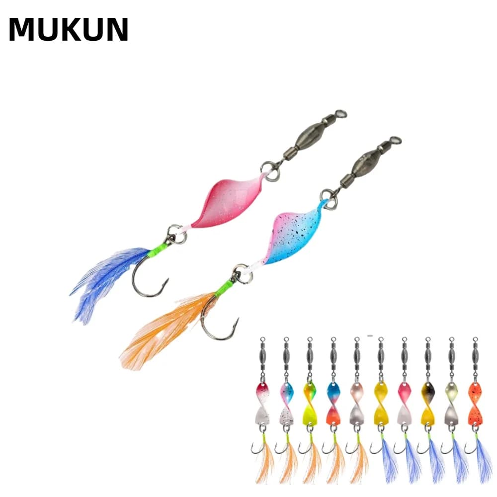 5/10pcs Pesca Spinner In Metallo Esche con Gancio di Piuma 3g Spinnerbaits Wobbler Jigging Cucchiaio Esche Spinning Lame Intrecciate Bass