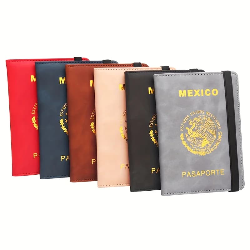Porta passaporto da viaggio per donna/uomo, portafoglio per passaporto con blocco RFID, slot per carte, custodia per passaporto RFID Messico