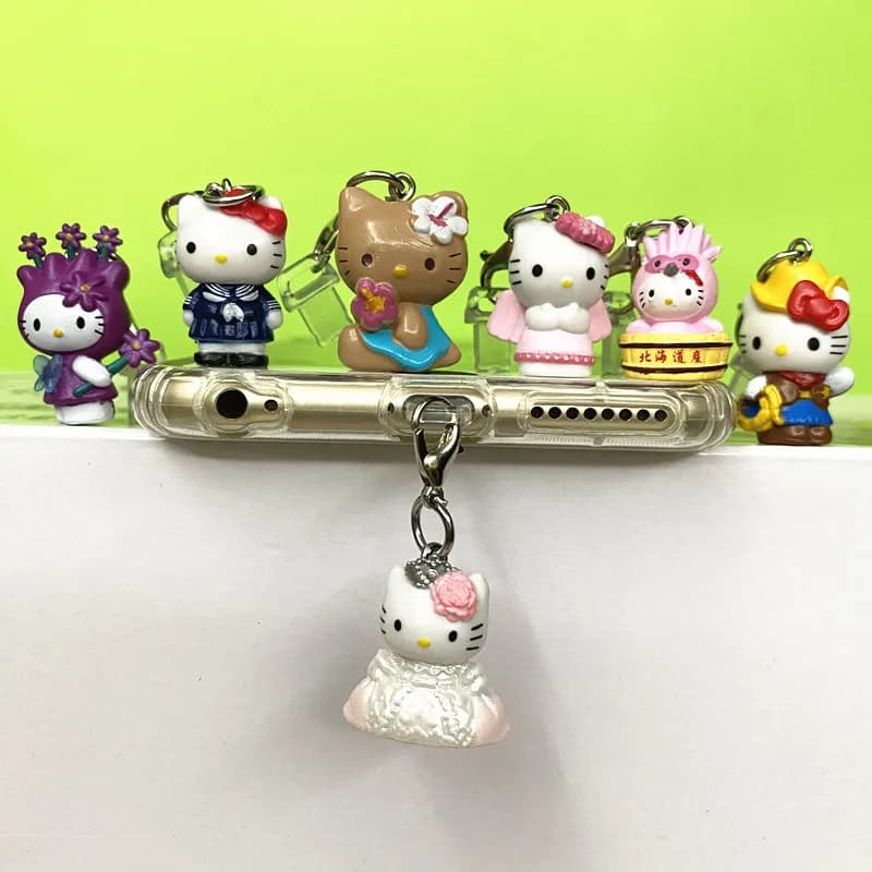 Ciondoli in Resina Sanrio Hello Kitty per Telefoni Cellulari, Tappi Antipolvere per iPhone, Samsung, Xiaomi, Huawei, Protezioni per Porte di Ricarica Tipo C