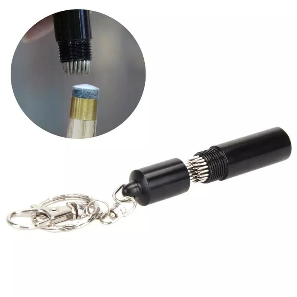 Accessori Neri con Portachiavi, Strumento per Modellare la Punta della Stecca da Biliardo/Snooker, Ago per Punta, Modellatore per Stecca da Biliardo