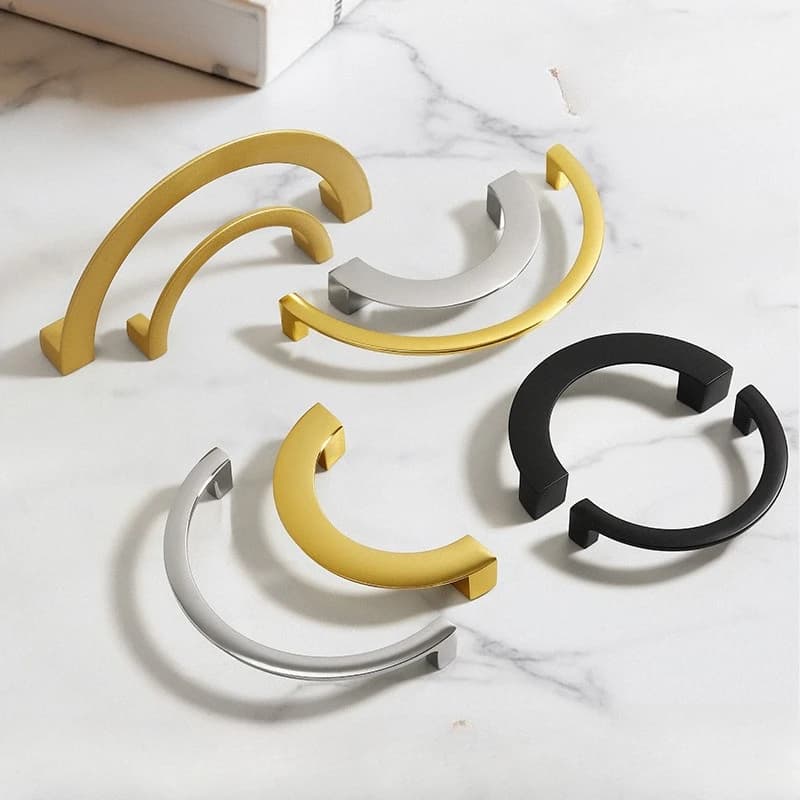Maniglie per mobili moderne e semplici Maniglia per porta Maniglia per porta semicircolare in lega di alluminio Maniglie per cassetti per ferramenta per mobili