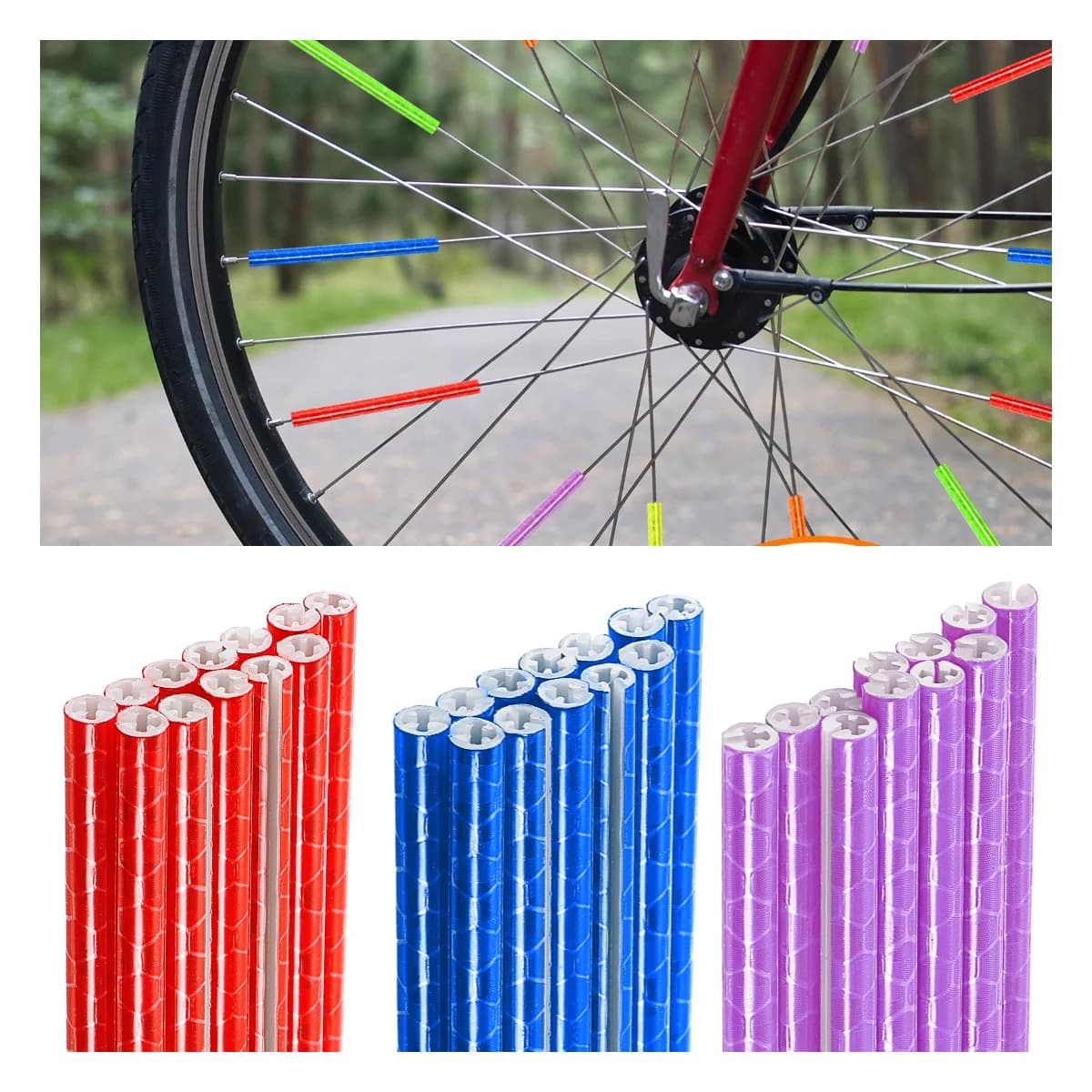 12/36 pz 0.2 Pollici Bici Riflettente Raggio Pelli di Plastica Raggio Della Bicicletta Riflettori Raggio Coperture Trim Wrap ruota 360 ° Visibilità