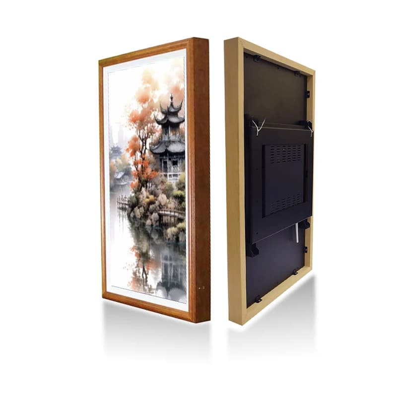43 Inch Artistic Wooden Smart Photo Frame: Intelligent LCD Display Signage for Museum Art Exhibition