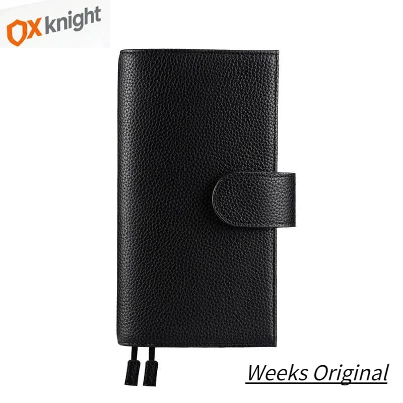 OX KNIGHT 2026 Nuovo Originale Weeks Cover Notebook in Pelle Litchi per Hobonichi con Tasca Posteriore Agenda Cancelleria