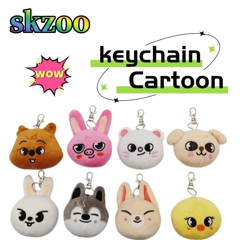 Portachiavi con peluche a forma di personaggio dei cartoni animati Stray Kids skzoo, accessorio creativo per portachiavi, decorazione per zaino, idea regalo