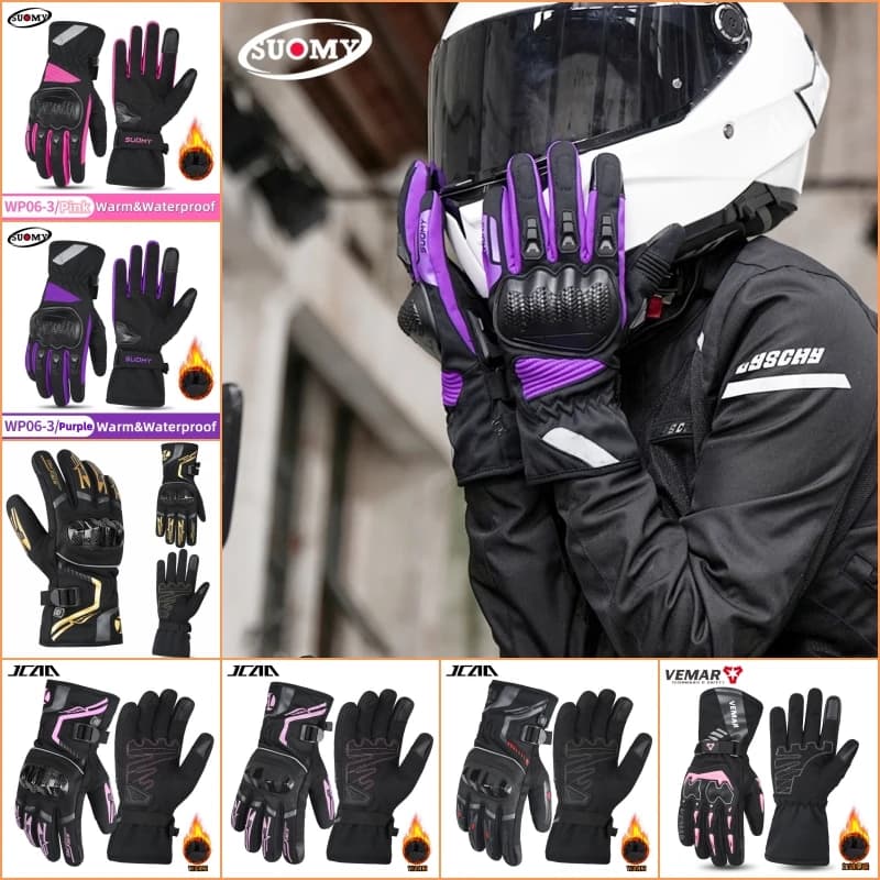 Different Styles Winter Warm Moto Gloves for Cold Weather, Men Women Anti-Slip Touchscreen Anti-drop Motorcycle Motocross Gloves
