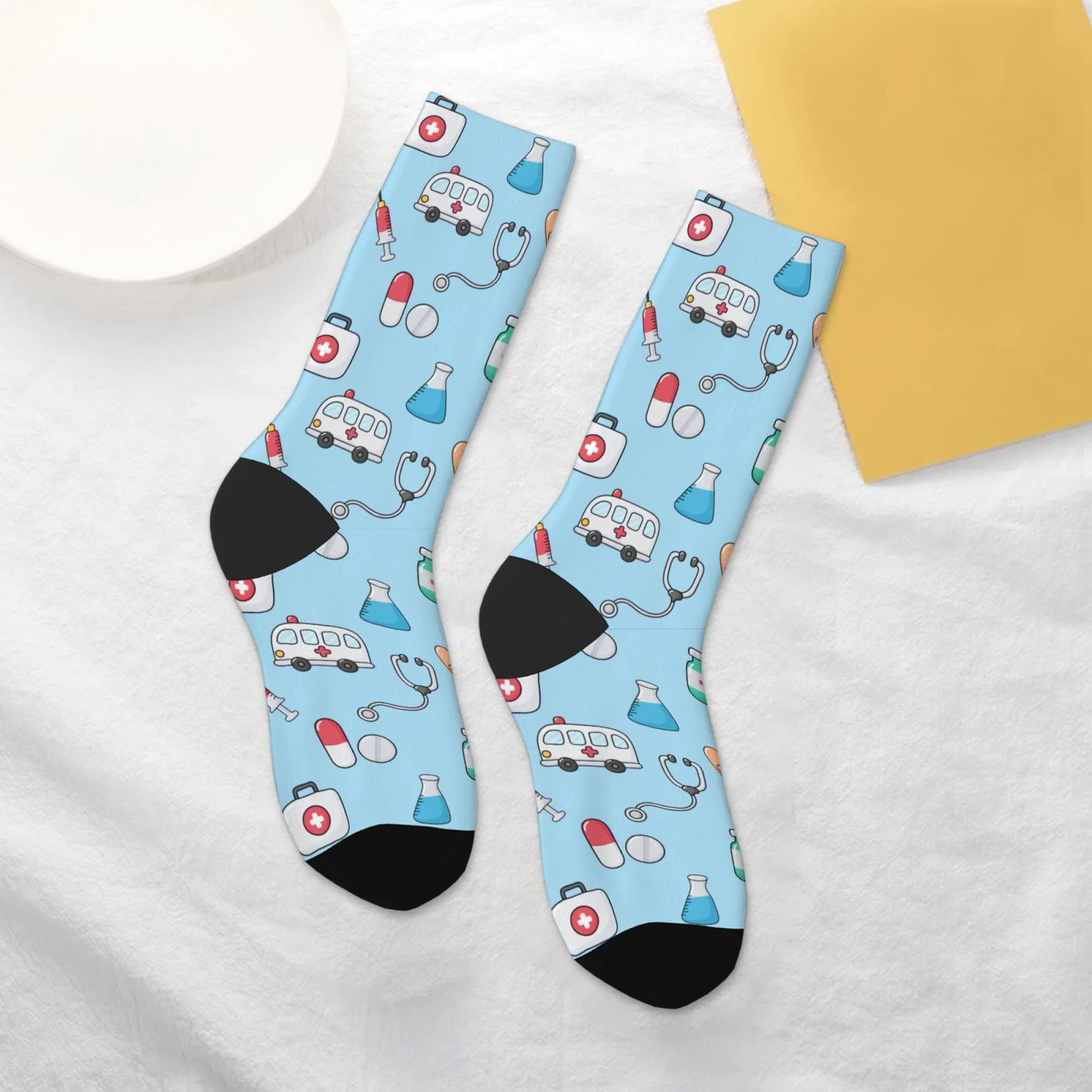 Calzini Divertenti a Tema Ospedaliero con Personaggi dei Cartoni Animati, Calze a Compressione Harajuku, Regalo Morbido, Traspirante, Antiscivolo e Confortevole