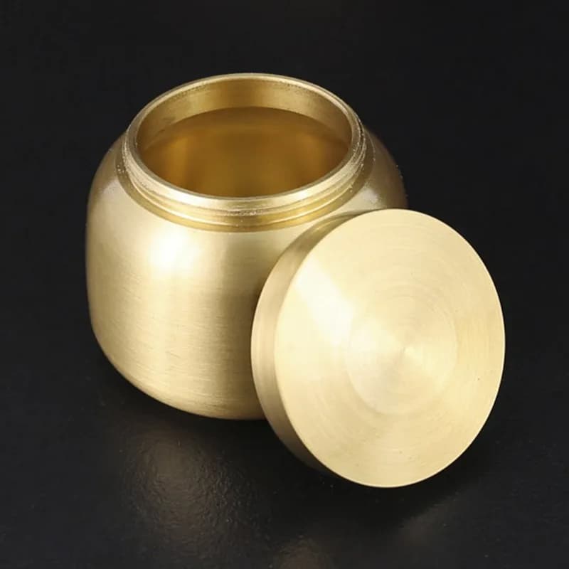 Brass Powder Box Sealed Powder Can Antique Powder Bottle Golden Moisture-proof Portable Tea Storage Jar Mini Bottle Gift