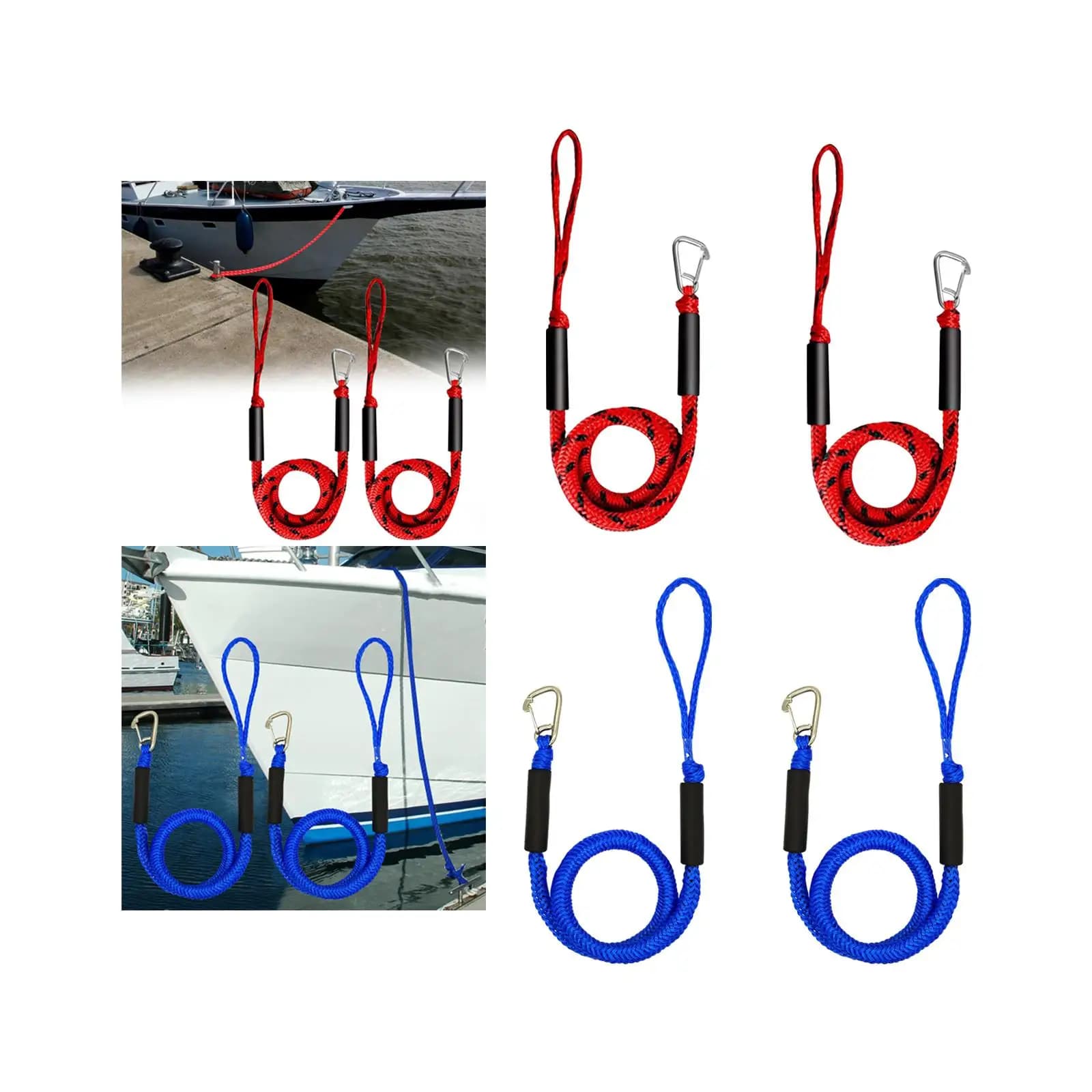 2 pezzi per barca bungee dock linea 4 piedi portatile con corde di ancoraggio ad anello con accessori a clip riutilizzabili marini per canoa barca