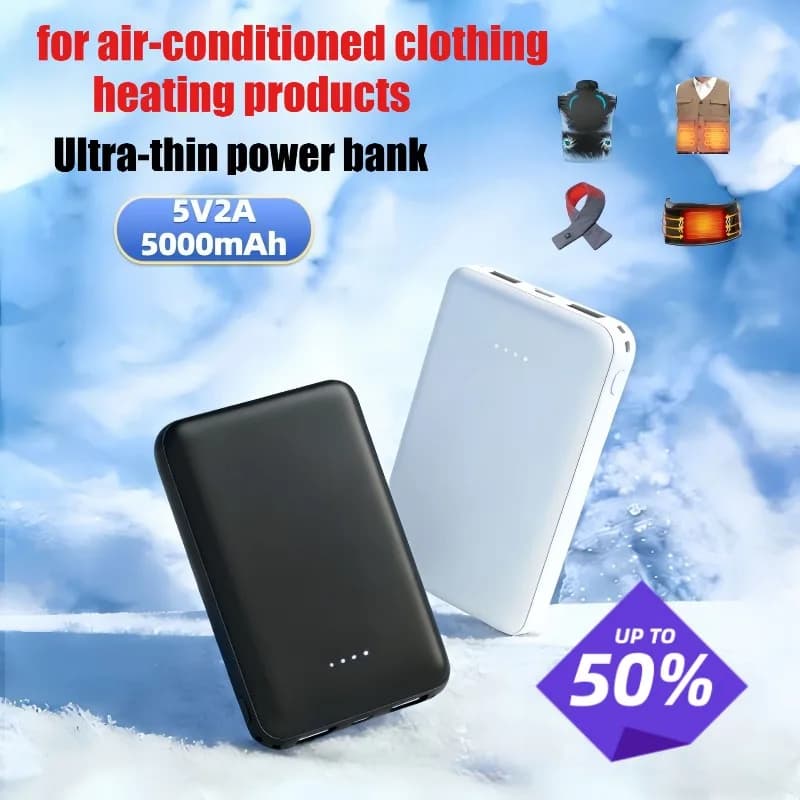 Mini Power Bank 5V2A 5000mAh, Prodotto Termogenerante, Caricabatterie Portatile con Funzione di Raffreddamento, Non Dormiente