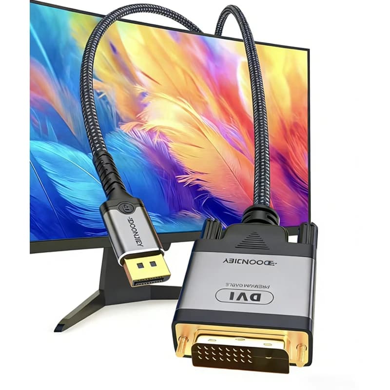 Cavo DisplayPort a DVI da 2 m, cavo convertitore adattatore da DP a DVI 4K a 30 Hz per desktop, laptop, PC, TV, monitor, proiettore