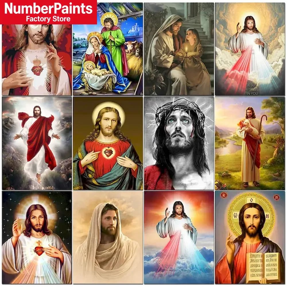 60x75cm DIY Painting By Numbers Kit Jesus Religious Acrylic Paint By Numbers ArtWork Oil Painting Numbers On Canvas