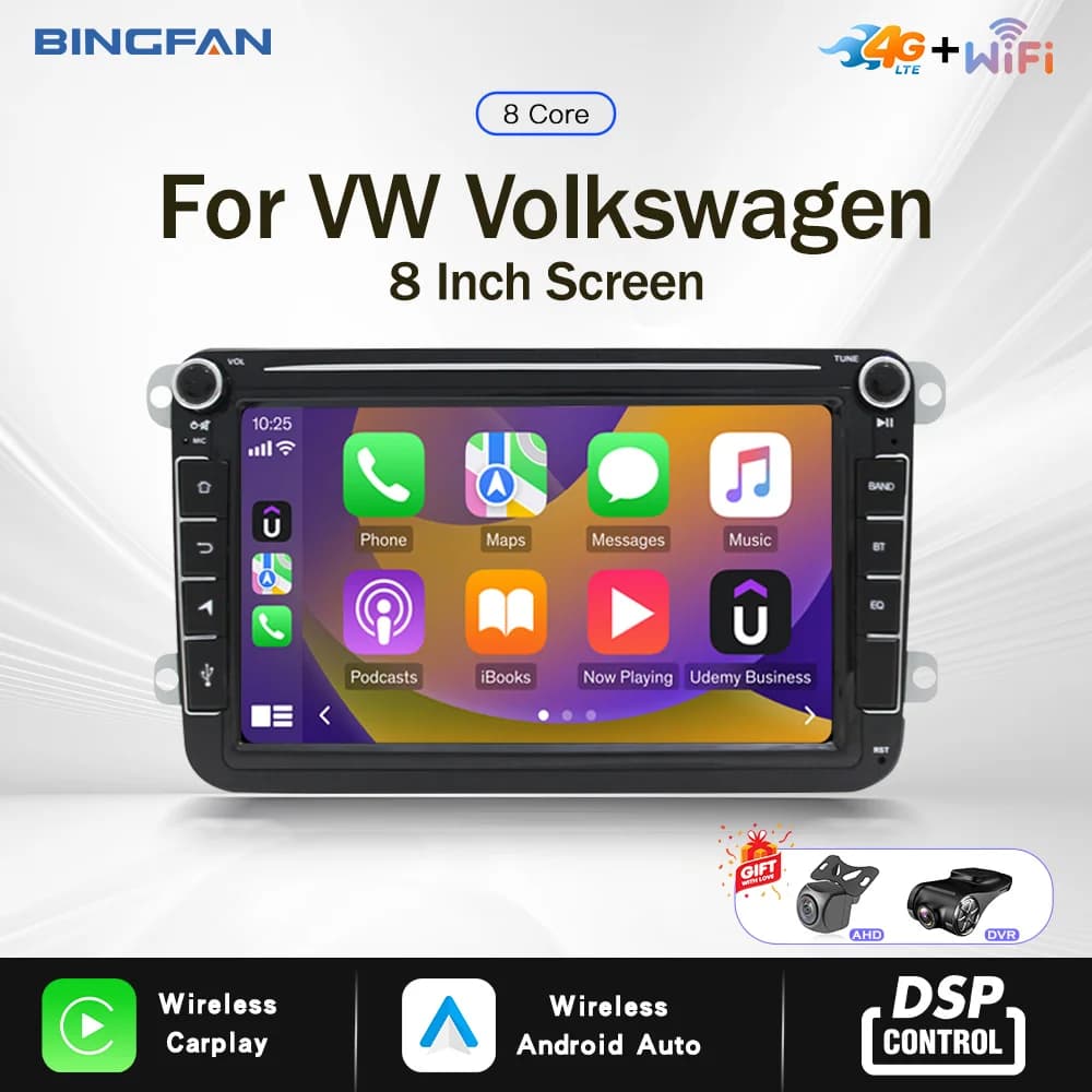 Autoradio Android 13 da 8'' 2Din per Volkswagen GOLF 5 POLO 6R Touran Passat Caddy Jetta Skoda Multimedia Carplay 4G Wifi GPS