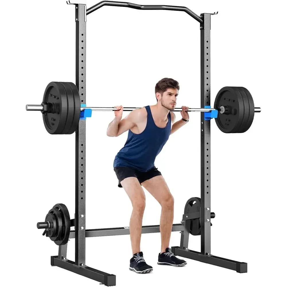 Power Rack Compatto per Palestra Domestica con Barra per Trazioni, Spazio di Stoccaggio Regolabile e Design Salvaspazio