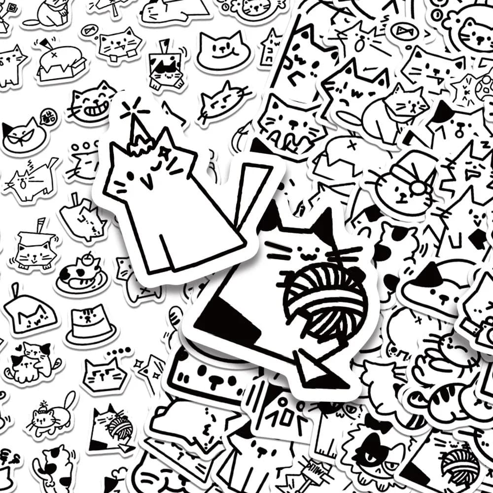 50/100 Pezzi Adesivi Carini con Gattini, Decalcomanie Kawaii di Gatti per Telefono, Laptop, Valigia, Quaderno, Skateboard, Adesivi Impermeabili
