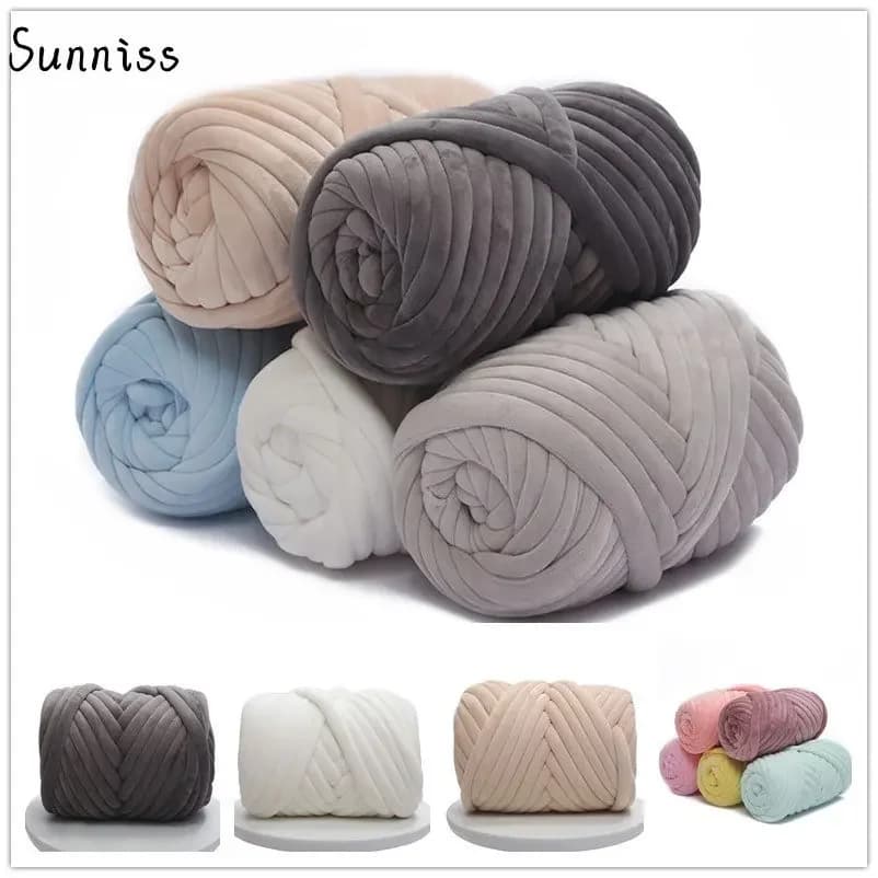 250g Chunky Thick Yarn Coarse Velvet Super Soft Big Twist Tubular Wool Yarn Knitting Woven Blanket Line Towel Line Hook Blank