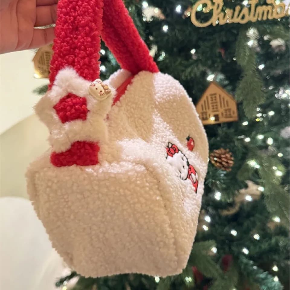 Kiity's New Lamb Wool Large Capacity Makeup Bag Portable Storage Bag, Wash Bag Super Cute Handbag Gift