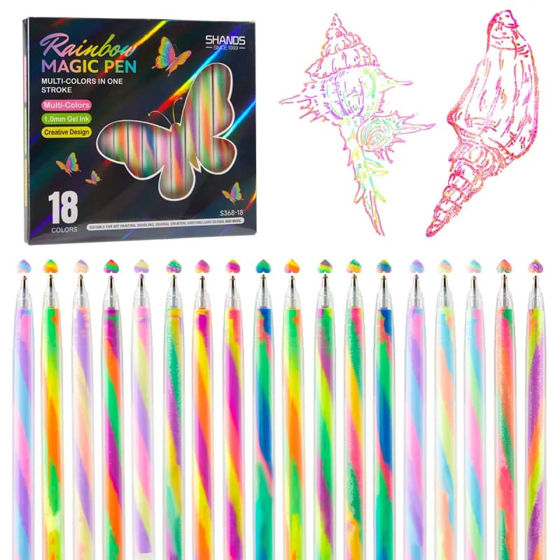 Penne gel colorate sfumate a 18 colori Punta da 1,0 mm per studenti Disegno a mano fai-da-te Scrittura Penne arcobaleno scintillanti Forniture di cancelleria