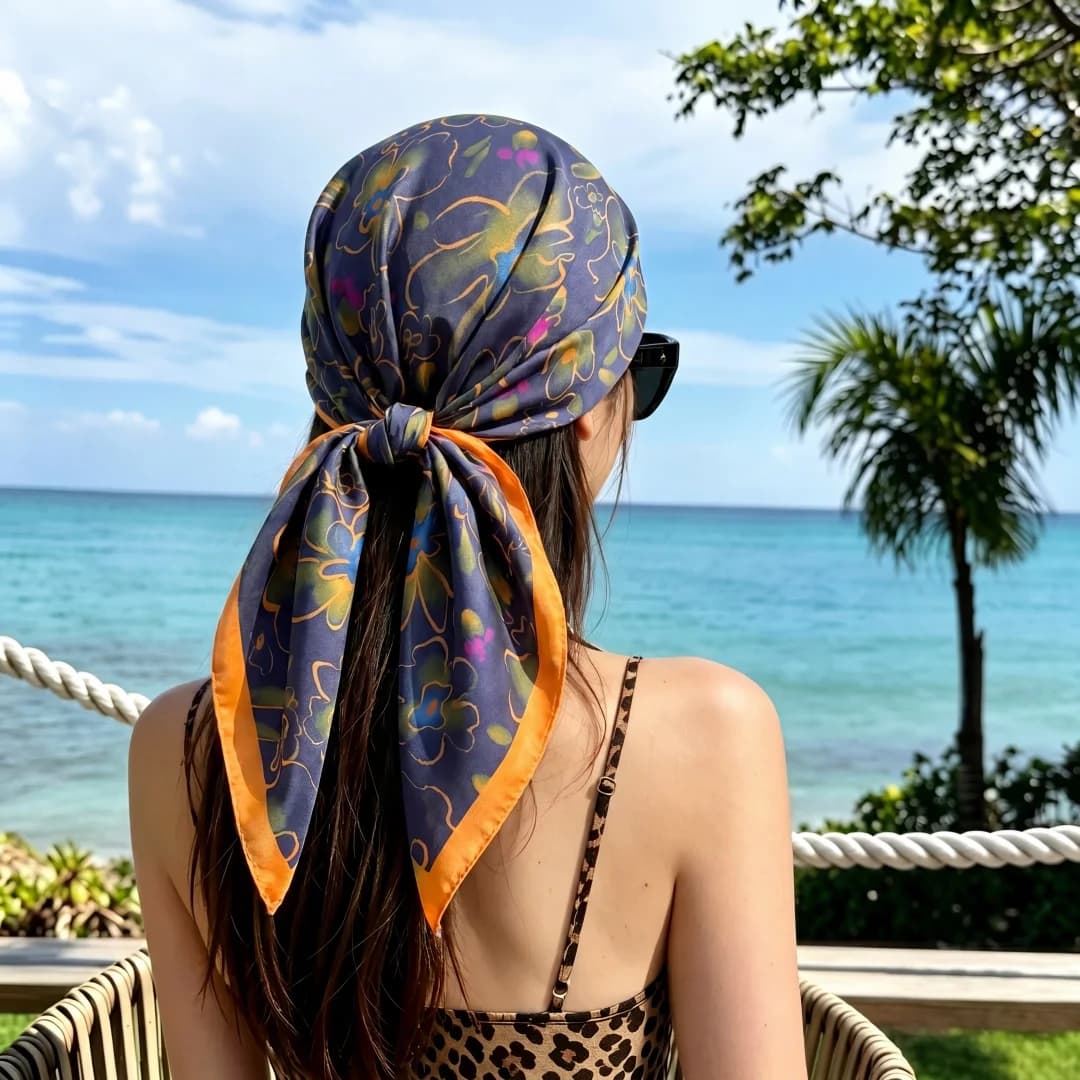 Fashion Scarf Hijab Bandana Handkerchief Silk Scarves Woman Headscarf Square Premium Designer Unique Beautiful Delicate Gift