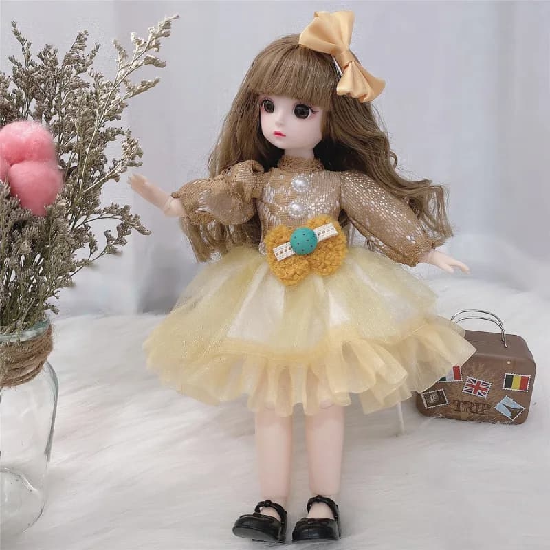 30 cm Bjd Doll 12 Giunti mobili 1/6 Vestito della ragazza 3D Occhi marroni Giocattolo con vestiti Scarpe Giocattoli per bambini per la ragazza Regalo dei bambini