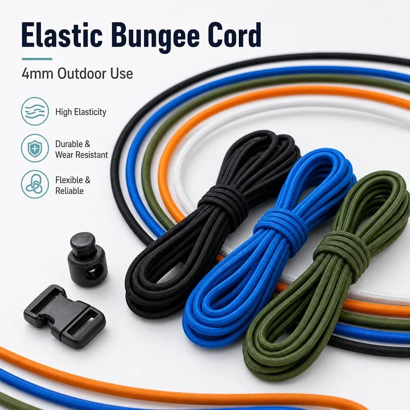10/20Meters 4mm High Elastic Cord for Outdoor Sports Gear Backpack Camping Drawstring Bungee Rope Repair Material Roll Accessory