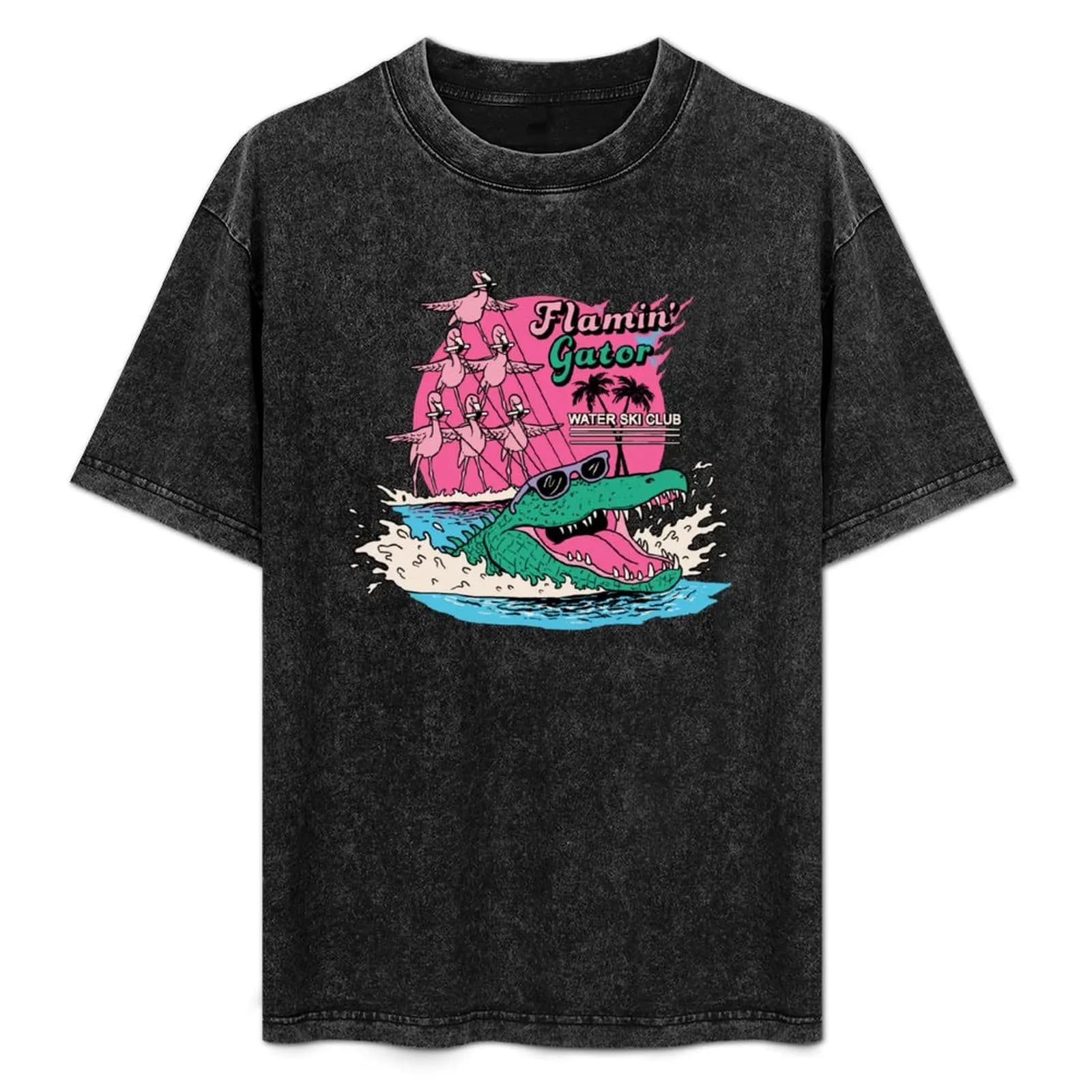 Flamin' Gator Water Ski Club T-Shirt Casual Trendy Streetwear Tee Shirt