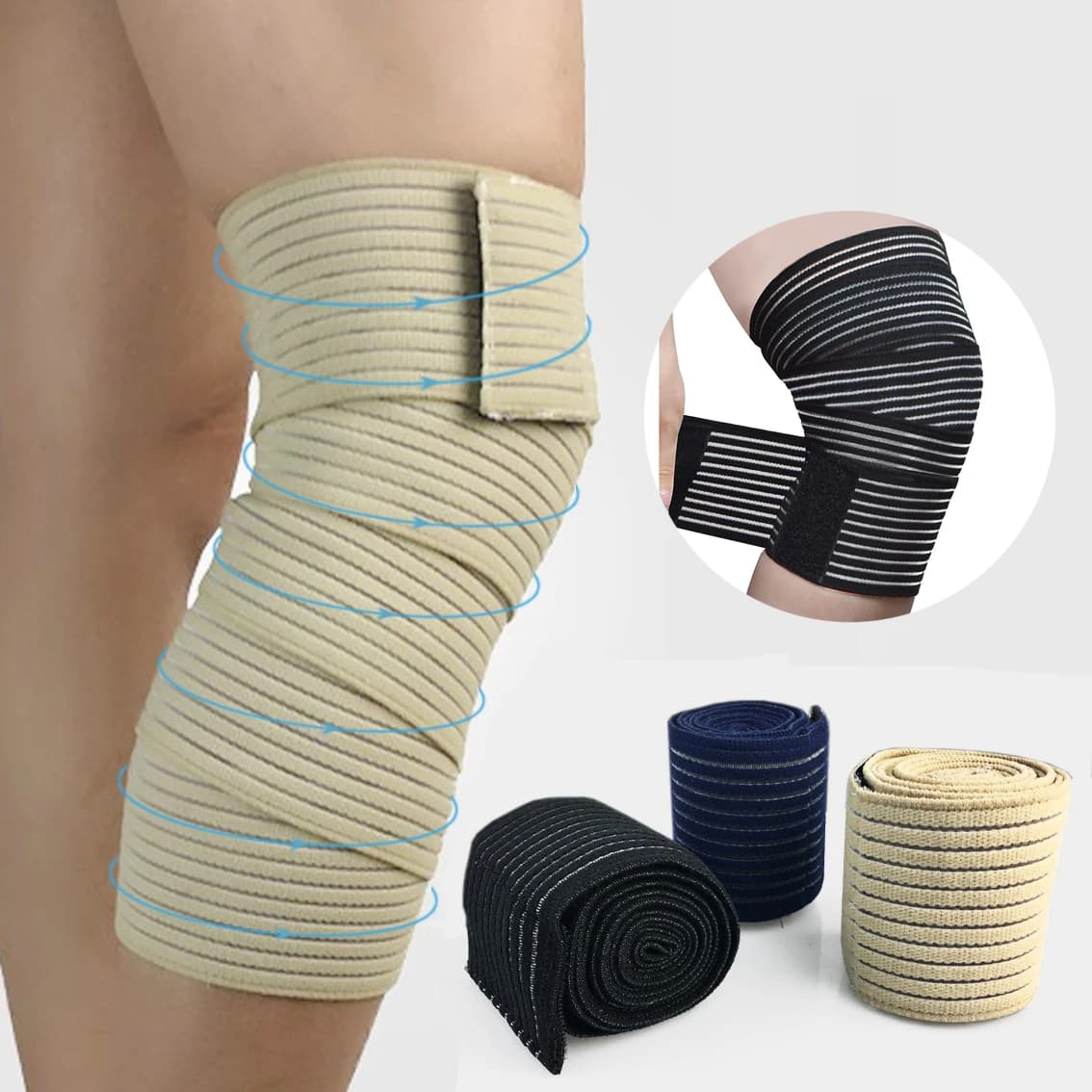1 pz ginocchiere per gamba polpaccio coscia lungo supporto elastico avvolgente tutore fasciatura di compressione per sollevamento pesi powerlifting squat