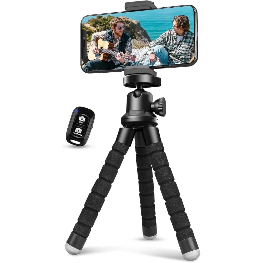 Phone Tripod, Flexible Tripod for Cell Phone, Come with Wireless Remote and Clip for Video Recording/Vlogging/Selfie