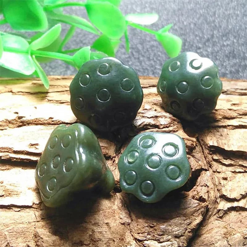 Perline di giada Hetian verde nefrite cinese 13*18mm a forma di semi di loto per la creazione di gioielli fai da te, braccialetti, ciondoli, collane e accessori