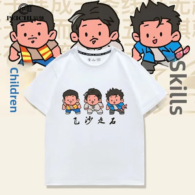 T-shirt Funny Skill Go Game T-shirt ort Sve Q Version Loose Fit in puro cotone, casual, da esterno, con scollo rotondo, ort Sve T-shirt