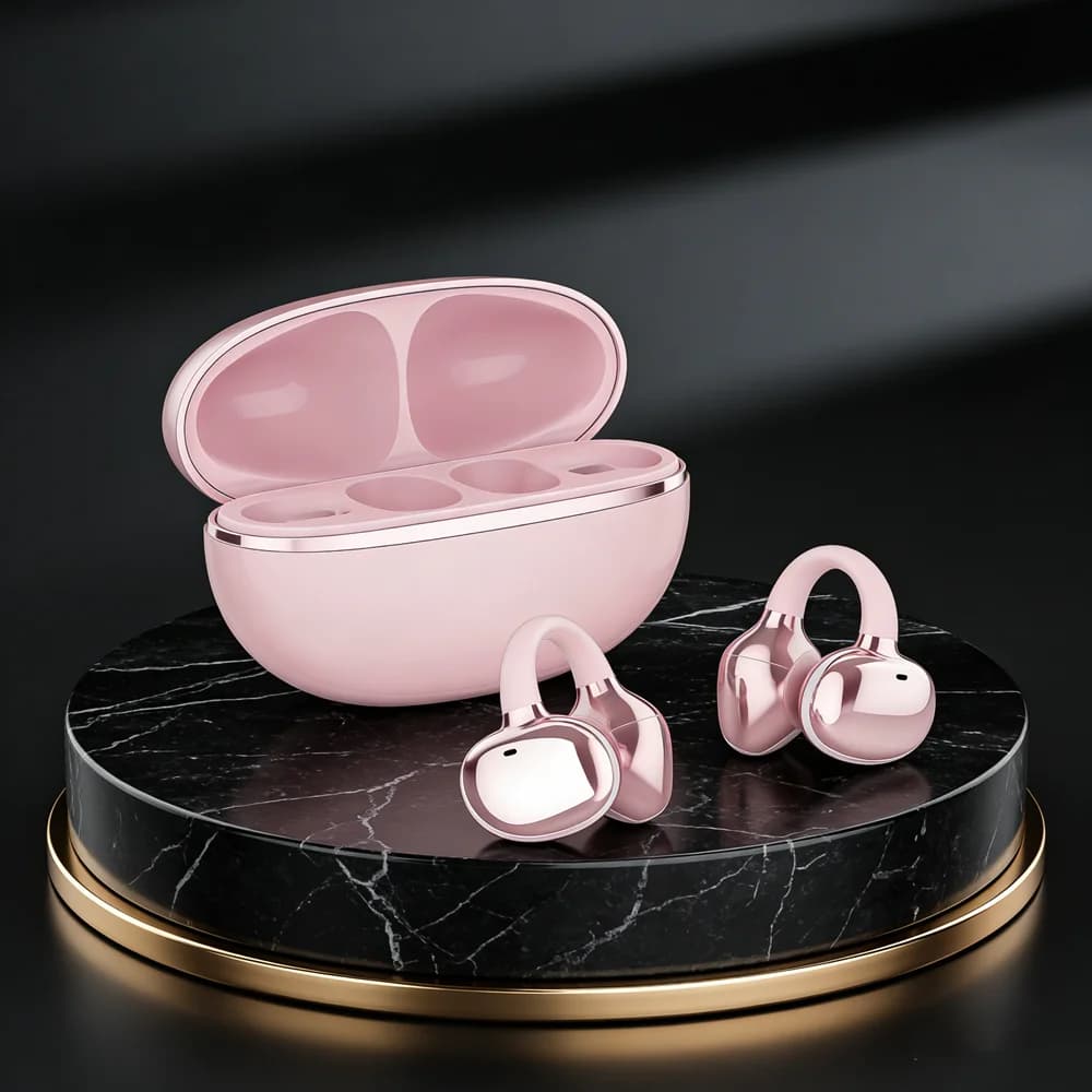Bluetooth Headset 5.3 Wireless Air Conduction Headphones Clip Ear Music Noise Canceling HD Call Sports Gaming Earphone