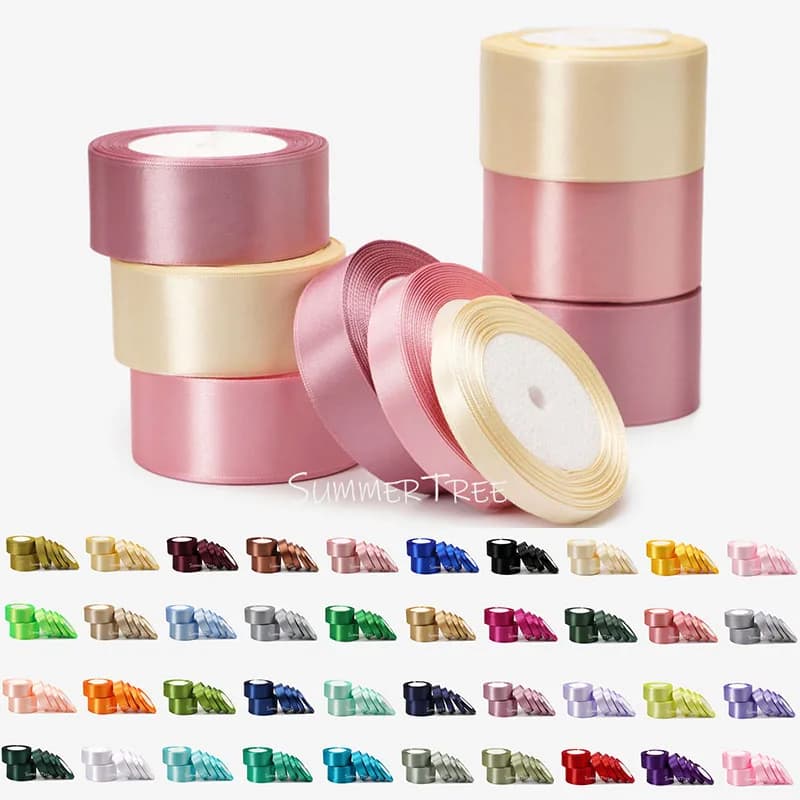 Satin Ribbon 25yards 6mm - 50mm Sash Gift Wrap Bow Handmade DIY Craft Halloween Christmas Wedding Birthday Party Decoration