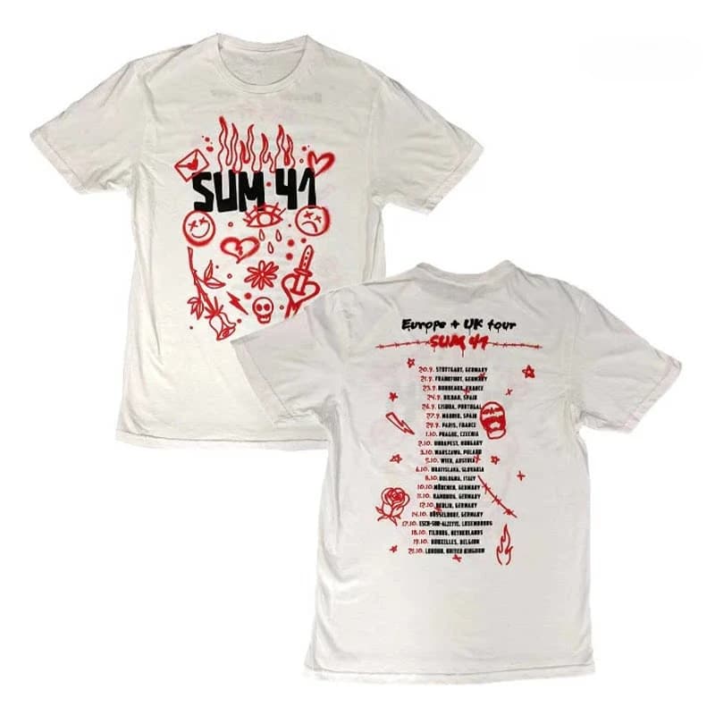 Sum41 Maglietta casual da uomo e da donna di marca di lusso della band canadese Pop Punk Band Rock Music