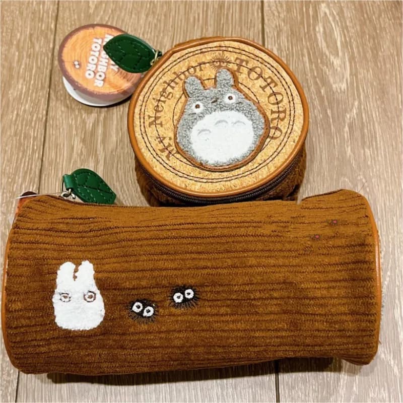 My Neighbor Totoro Cute Cartoon Embroidery Round Corduroy Pencil Bag Large Capacity Student Stationery Storage Pouch Pen Case