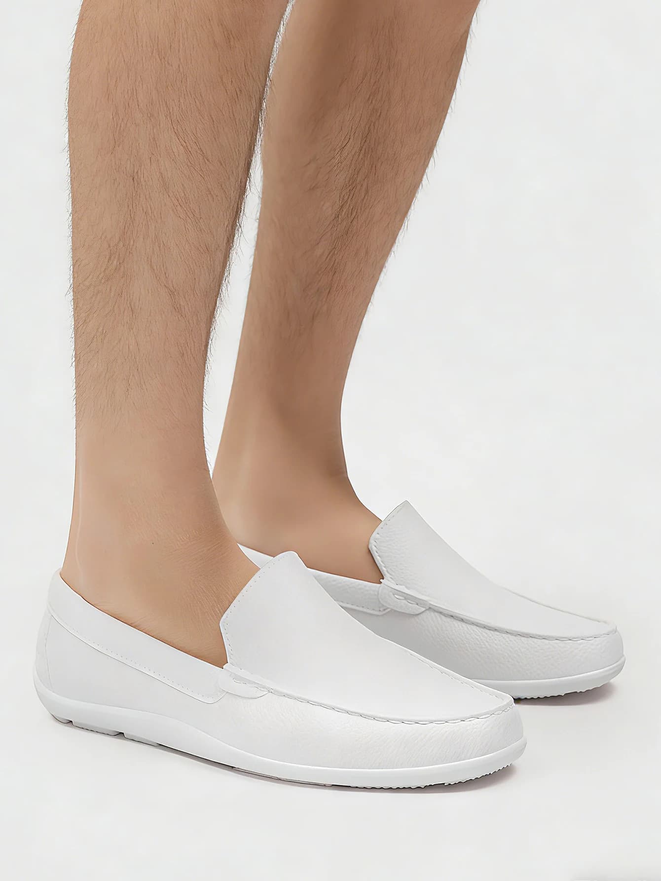 Mocassini da uomo casual semplici in EVA monopezzo impermeabili antispruzzo slip-on con suola spessa, scarpe antinfortunistiche da pesca, bianche bicolore