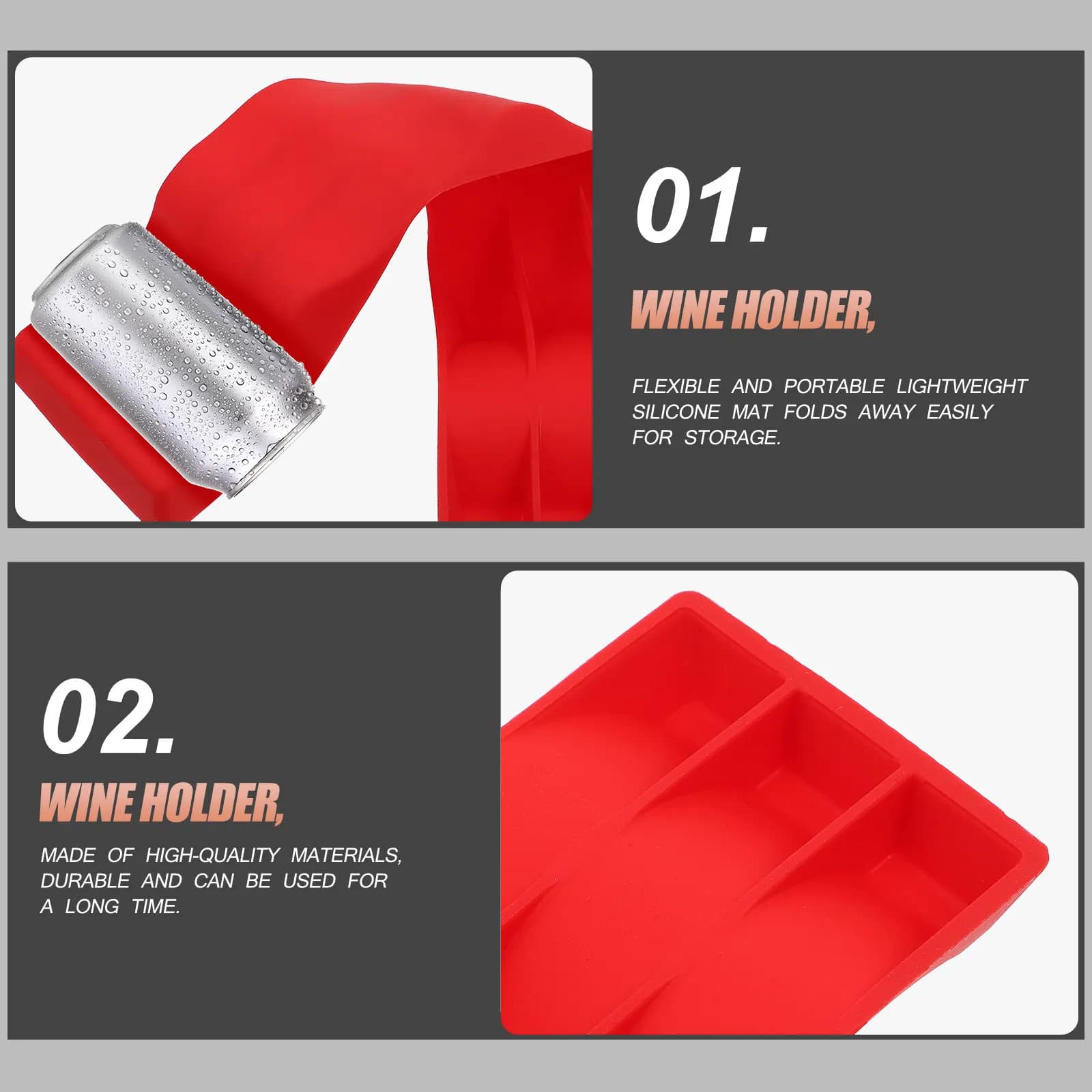 1 Pezzo Impilatore Flessibile in Silicone per Bottiglie di Vino, Supporto Pieghevole per Bottiglie di Vino, Birra, Liquori e Barattoli, Superficie Antiscivolo per Casa e Ufficio