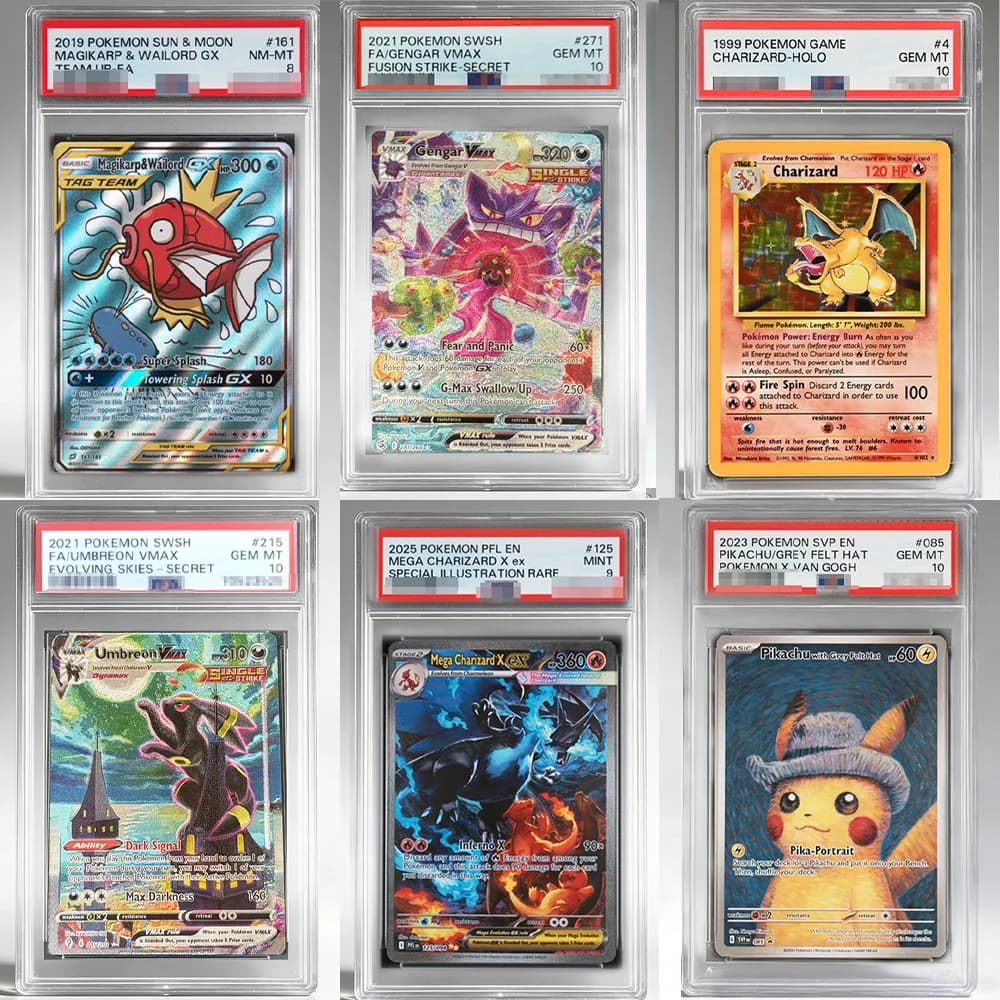 Carta da Collezione PTCG Fai-da-te con Valutazione EN MAGIKARP GENGAR UMBREON MEGA CHARIZARD PIKACHU, Carta da 10 Punti, Carta Anime, Regalo Giocattolo